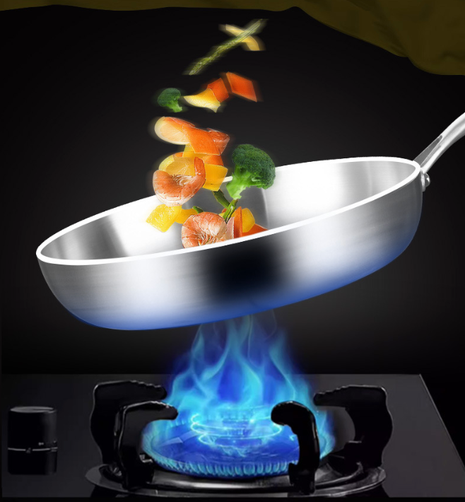 316L Stainless Steel Non-Coated Frying Pan