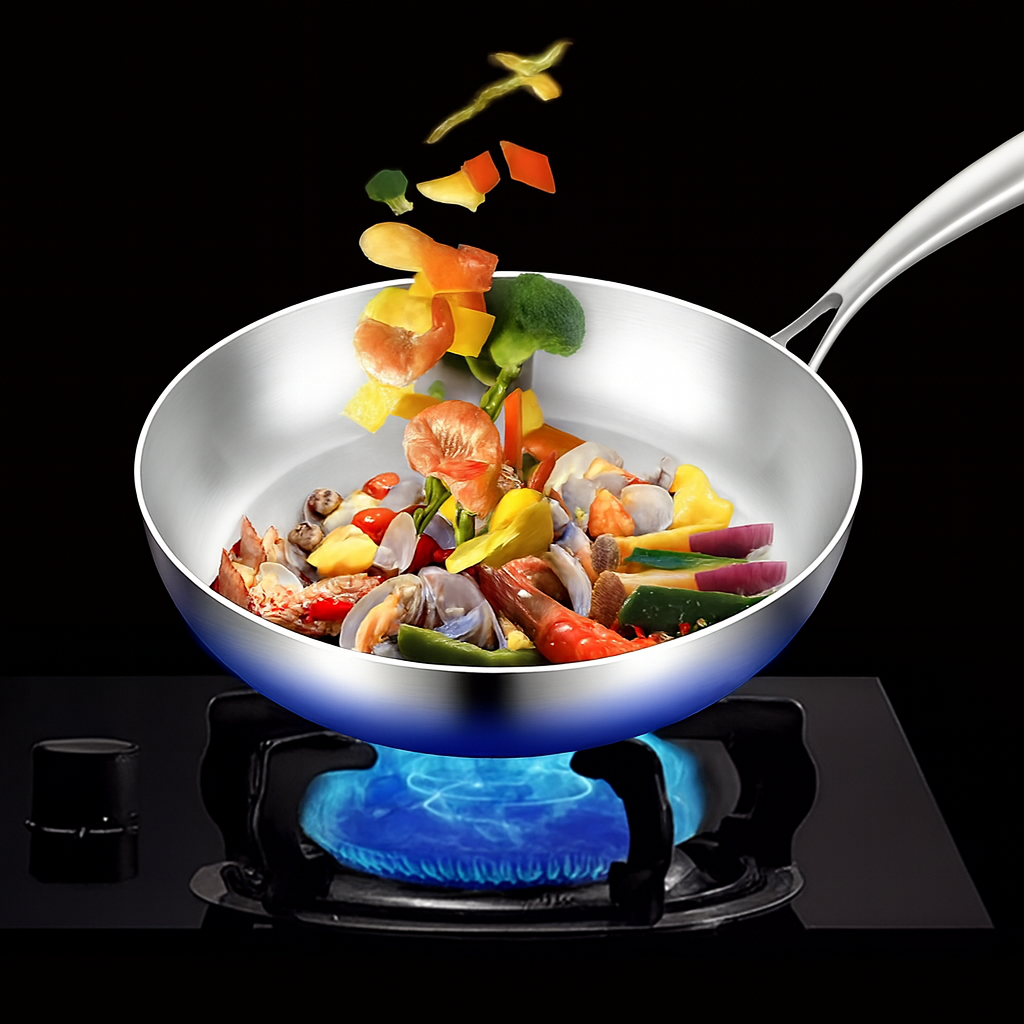 316L Stainless Steel Non-Coated Frying Pan